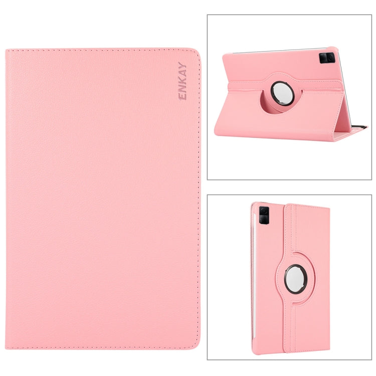 For Xiaomi Redmi Pad 10.61 ENKAY Hat-Prince 360 Degree Rotation Litchi Leather Smart Case(Pink) - free shipping - PMc TechLife - Order now!