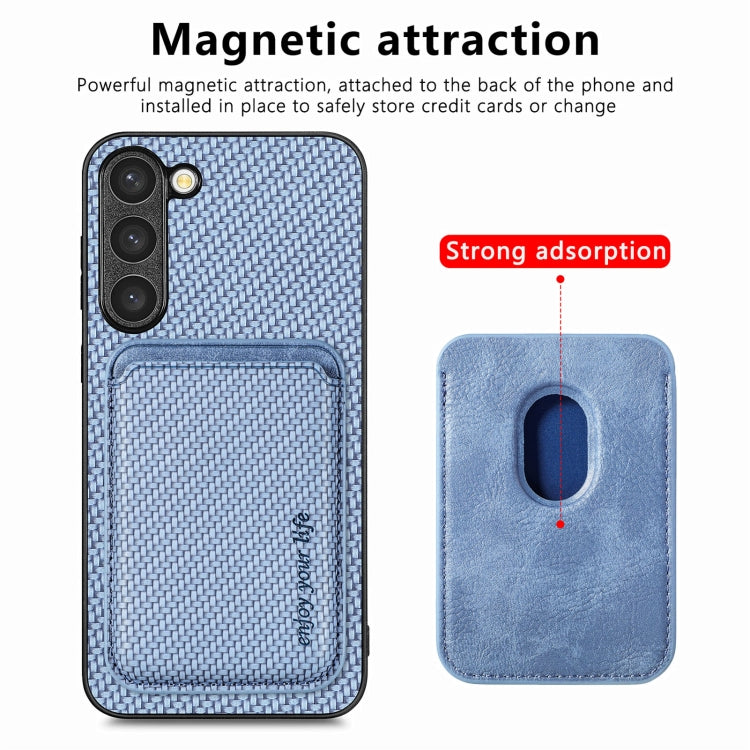 For Samsung Galaxy S23+ 5G Carbon Fiber Leather Card Magsafe Case(Blue) - free shipping - PMC TechLife - Order now!