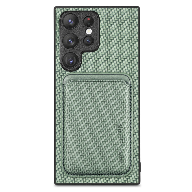 For Samsung Galaxy S23 Ultra 5G Carbon Fiber Leather Card Magsafe Case(Green) - Galaxy S23 Ultra 5G Cases by PMC TechLife | Online Shopping South Africa | PMC TechLife