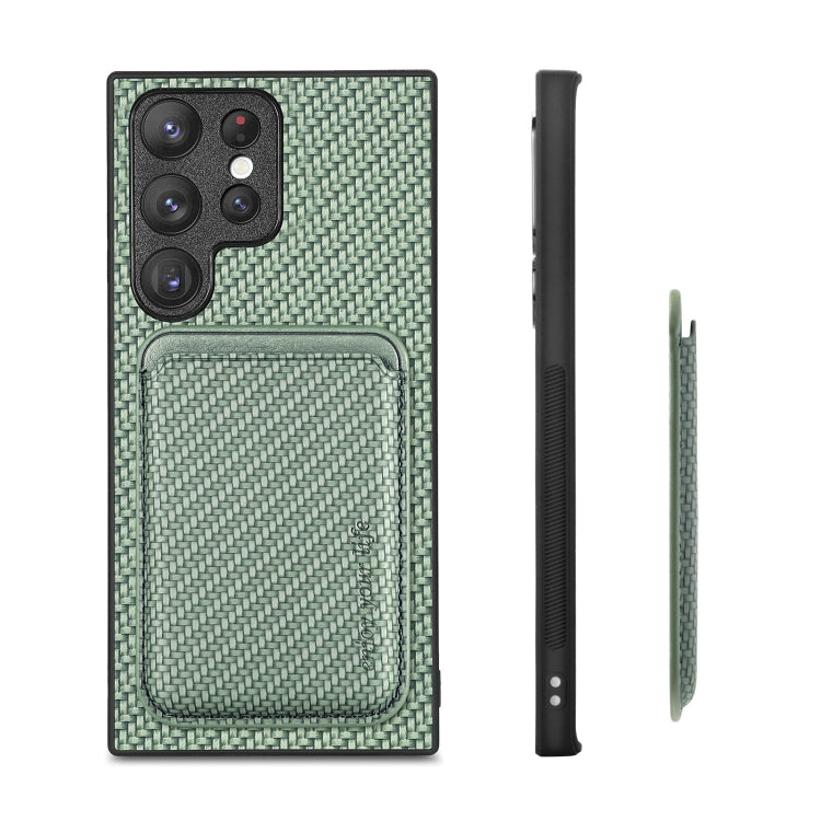 For Samsung Galaxy S23 Ultra 5G Carbon Fiber Leather Card Magsafe Case(Green) - Galaxy S23 Ultra 5G Cases by PMC TechLife | Online Shopping South Africa | PMC TechLife