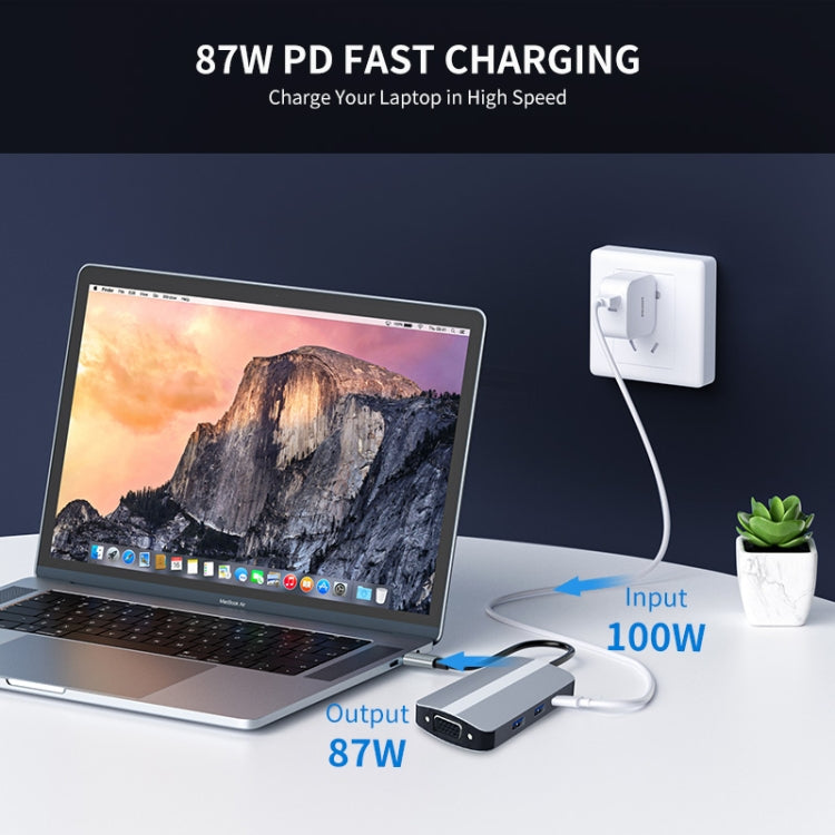 JUNSUNMAY 7 in 1 Type-C to 4K HDMI + VGA + 3.5mm Audio Docking Station Adapter PD Quick Charge Hub - free shipping - PMC Jewellery - Order now!
