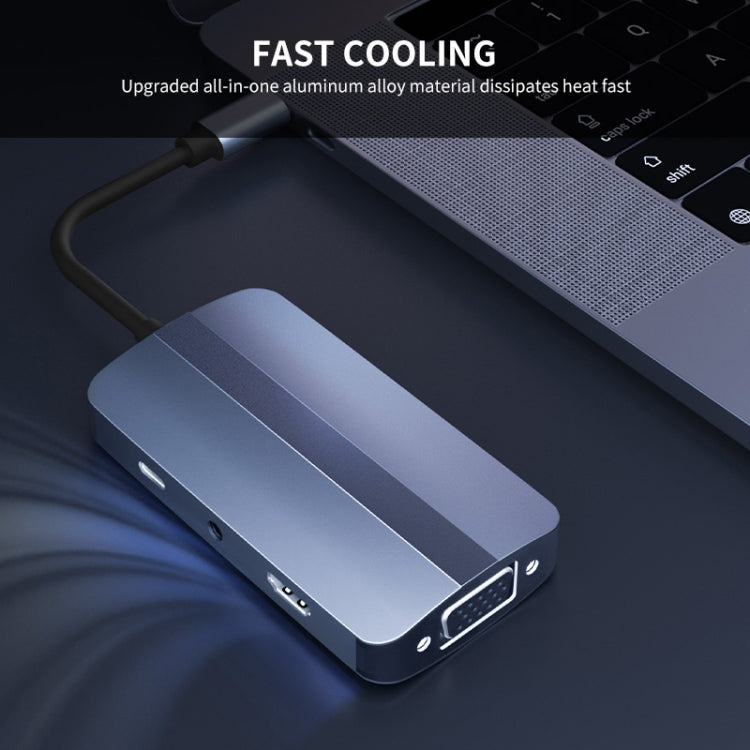 JUNSUNMAY 7 in 1 Type-C to 4K HDMI + VGA + 3.5mm Audio Docking Station Adapter PD Quick Charge Hub - free shipping - PMC Jewellery - Order now!