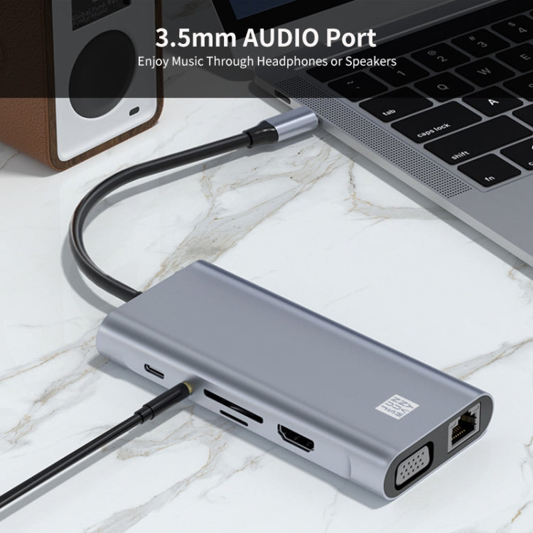 JUNSUNMAY 11 in 1 Type-C to 4K HDMI + VGA +RJ45 Docking Station Adapter PD Quick Charge Hub - free shipping - PMC Jewellery - Order now!