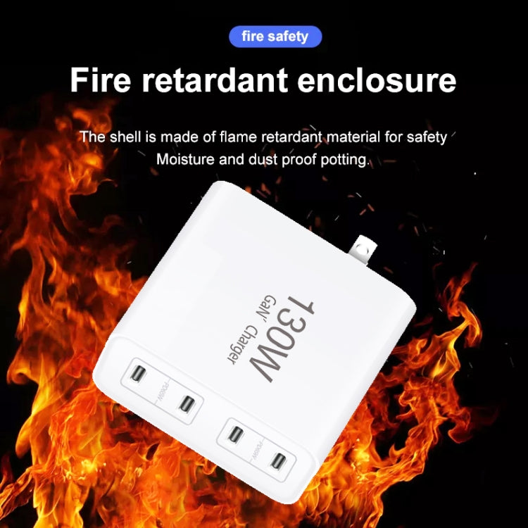 130W USB-C/Type-C Four Port GaN Charger with 2m USB-C/Type-C to USB-C/Type-C Data Cable Set EU / UK / AU / US Plug - Cable & Adapter by PMC Jewellery | Online Shopping South Africa | PMC Jewellery | Buy Now Pay Later Mobicred