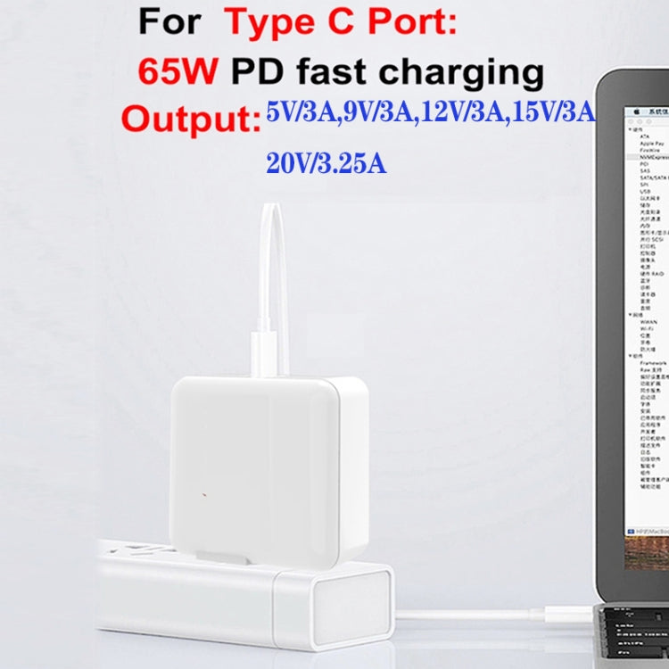 GaN 130W 4-Port USB-C PD65W / PD30W Multi Port Type-C Charger with  1.8m Type-C to MagSafe 2 / T Header Data Cable US / EU / UK / AU Plug - Cable & Adapter by PMC Jewellery | Online Shopping South Africa | PMC Jewellery | Buy Now Pay Later Mobicred