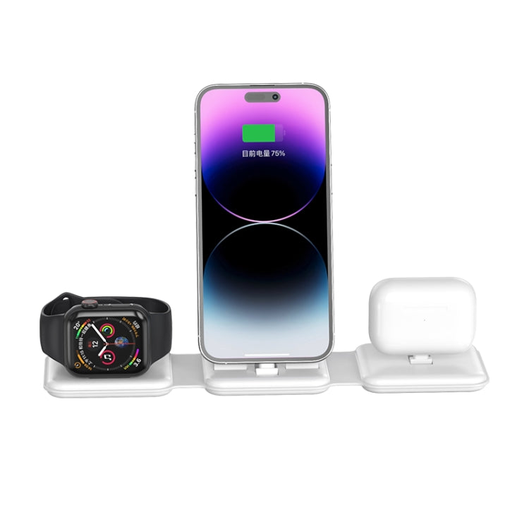 A75 Folding 3 in 1 Wireless Charger Suitable for Apple Watch Mobile Phone Headset(White) - Wireless Charger by PMC TechLife | Online Shopping South Africa | PMC TechLife