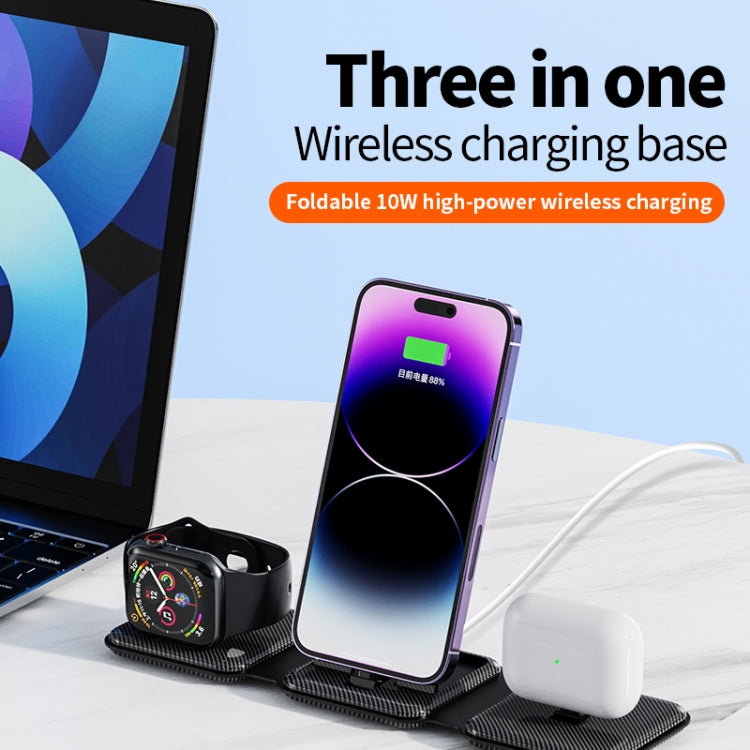 A75 Folding 3 in 1 Wireless Charger Suitable for Apple Watch Mobile Phone Headset(White) - Wireless Charger by PMC TechLife | Online Shopping South Africa | PMC TechLife