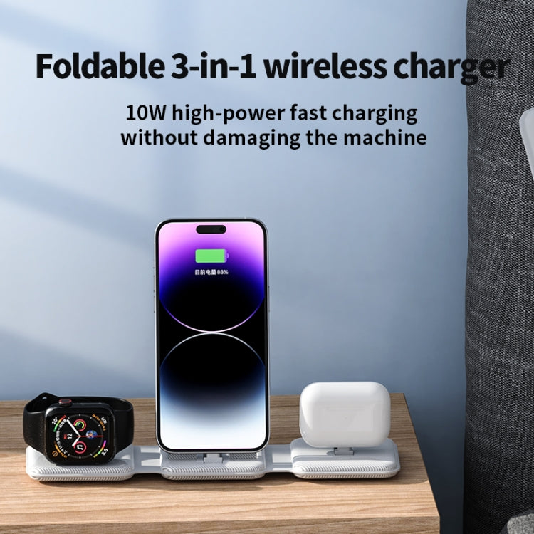 A75 Folding 3 in 1 Wireless Charger Suitable for Apple Watch Mobile Phone Headset(White) - Wireless Charger by PMC TechLife | Online Shopping South Africa | PMC TechLife