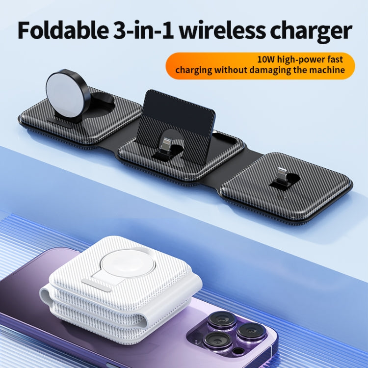 A75 Folding 3 in 1 Wireless Charger Suitable for Apple Watch Mobile Phone Headset(White) - Wireless Charger by PMC TechLife | Online Shopping South Africa | PMC TechLife