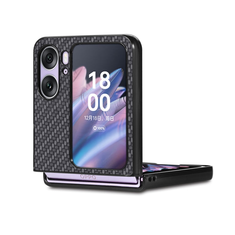 For OPPO Find N2 Flip Carbon Fiber Texture Leather Back Cover Phone Case(Black) - Find N2 Flip Cases by PMC TechLife | Online Shopping South Africa | PMC TechLife