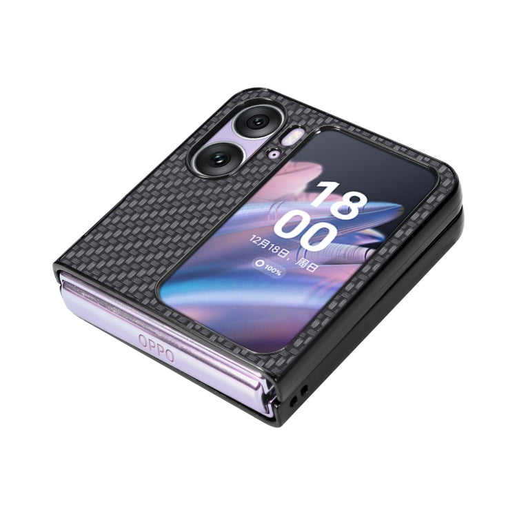 For OPPO Find N2 Flip Carbon Fiber Texture Leather Back Cover Phone Case(Black) - Find N2 Flip Cases by PMC TechLife | Online Shopping South Africa | PMC TechLife