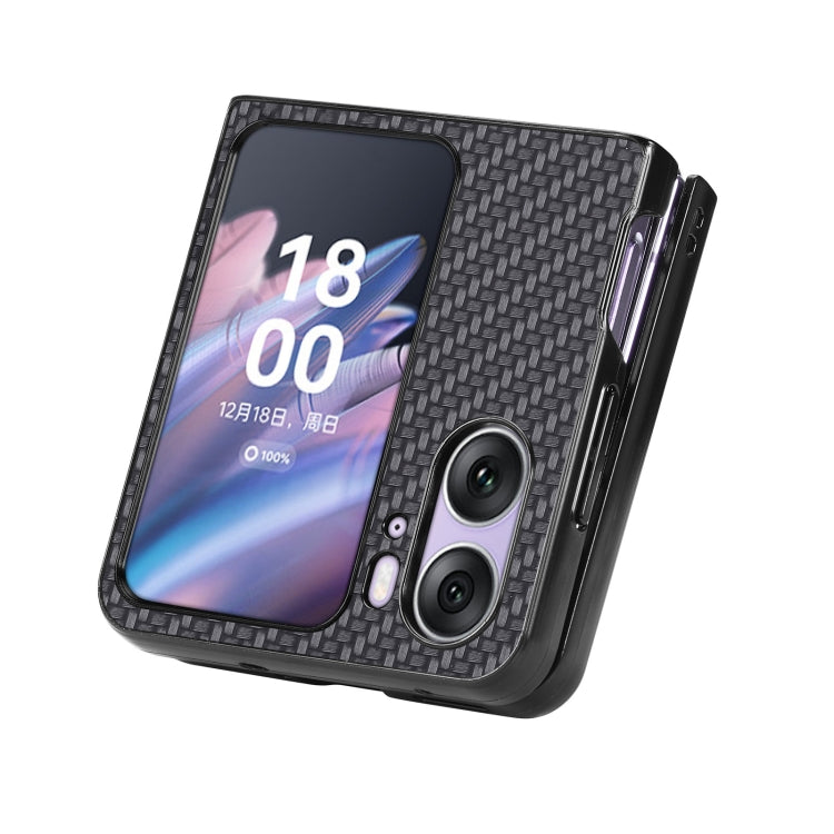 For OPPO Find N2 Flip Carbon Fiber Texture Leather Back Cover Phone Case(Black) - Find N2 Flip Cases by PMC TechLife | Online Shopping South Africa | PMC TechLife