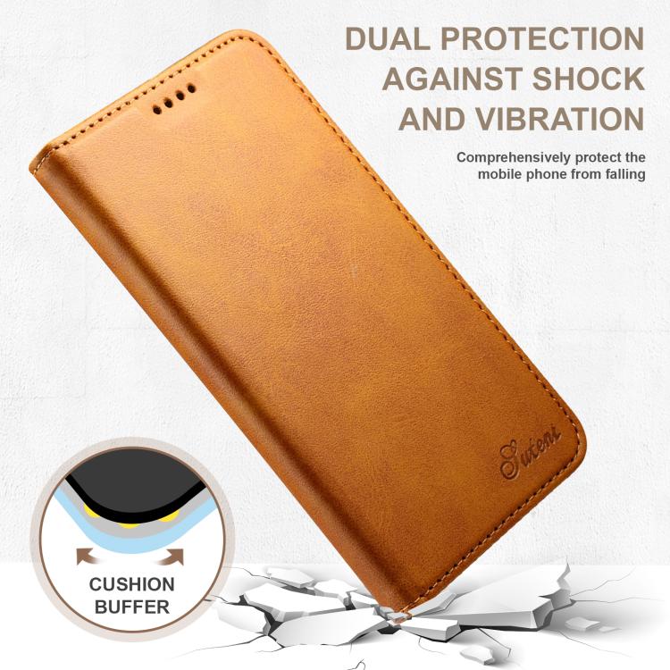 For Samsung Galaxy S25+ 5G Suteni Calf Texture Horizontal Flip Leather Phone Case(Khaki) - Galaxy S25+ 5G Cases by Suteni | Online Shopping South Africa | PMC TechLife | Buy Now Pay Later Mobicred