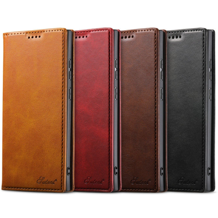 For Samsung Galaxy S25 Ultra 5G Suteni Calf Texture Horizontal Flip Leather Phone Case(Khaki) - free shipping - PMC TechLife - Order now!