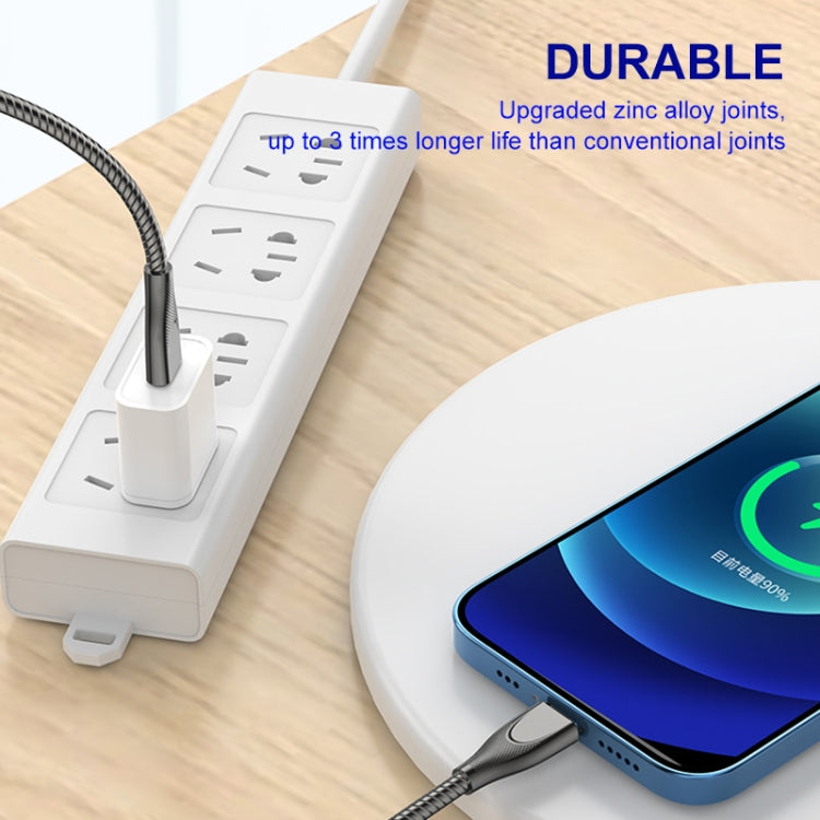 ENKAY ENK-CB131 USB to 8 Pin Carbon Steel Hose Spring 2.4A Fast Charging Data Cable, Length:1m(Black) - free shipping - PMC Jewellery - Order now!