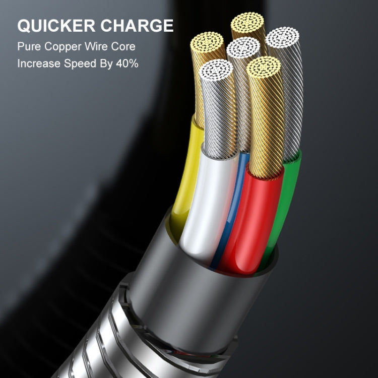 ENKAY ENK-CB131 USB to 8 Pin Carbon Steel Hose Spring 2.4A Fast Charging Data Cable, Length:2m(Silver) - free shipping - PMC Jewellery - Order now!