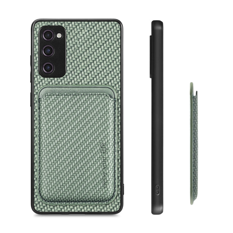 For Samsung Galaxy S20 FE Carbon Fiber Leather Card Magsafe Magnetic Phone Case(Green) - Galaxy S20 FE Cases by PMC TechLife | Online Shopping South Africa | PMC TechLife