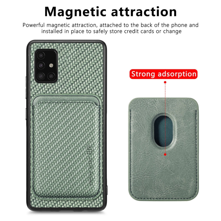 For Samsung Galaxy A51 5G Carbon Fiber Leather Card Magsafe Magnetic Phone Case(Green) - Galaxy Phone Cases by PMC TechLife | Online Shopping South Africa | PMC TechLife | Buy Now Pay Later Mobicred