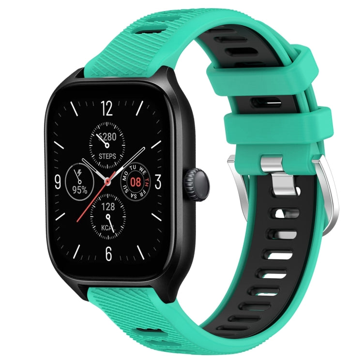 For Amazfit GTR Mini 20mm Cross Texture Two Color Silicone Steel Buckle Watch Band(Lake Blue+Black) - Watch Bands by PMC TechLife | Online Shopping South Africa | PMC TechLife | Buy Now Pay Later Mobicred