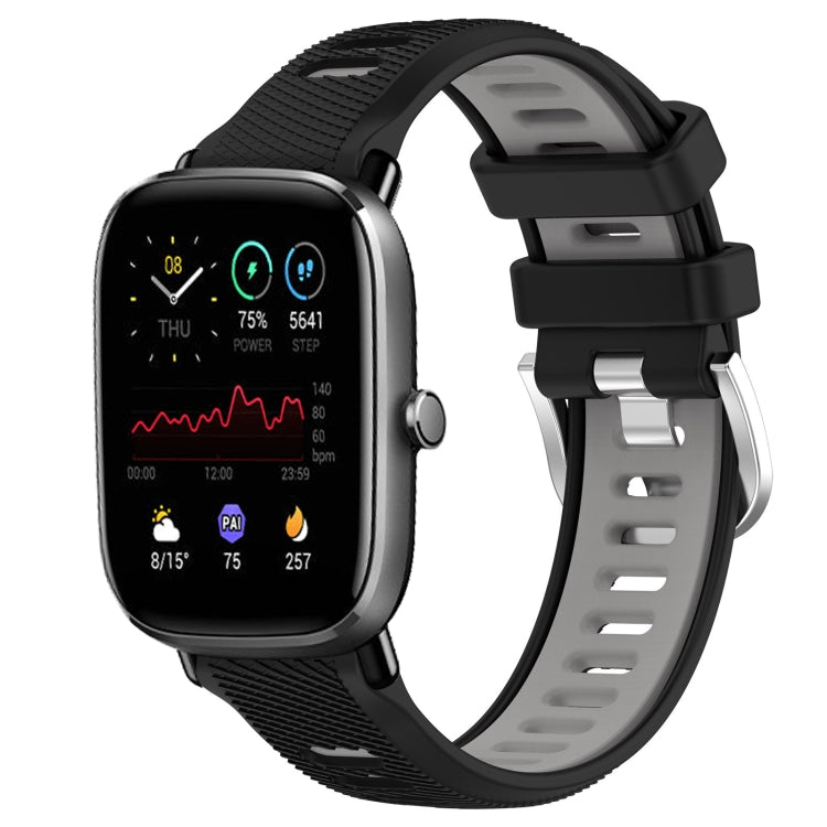 For Amazfit GTS 4 20mm Cross Texture Two Color Silicone Steel Buckle Watch Band(Black+Grey) - Watch Bands by PMC TechLife | Online Shopping South Africa | PMC TechLife | Buy Now Pay Later Mobicred