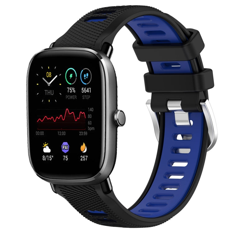 For Amazfit GTS 4 20mm Cross Texture Two Color Silicone Steel Buckle Watch Band(Black+Blue) - Watch Bands by PMC TechLife | Online Shopping South Africa | PMC TechLife | Buy Now Pay Later Mobicred