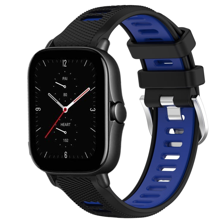 For Amazfit GTS 3 20mm Cross Texture Two Color Silicone Steel Buckle Watch Band(Black+Blue) - Watch Bands by PMC TechLife | Online Shopping South Africa | PMC TechLife | Buy Now Pay Later Mobicred