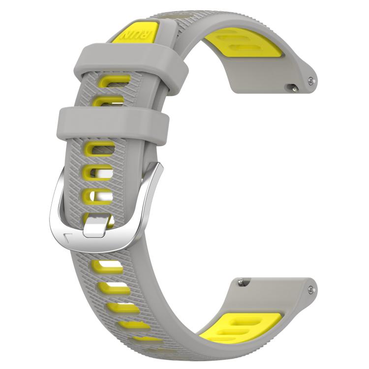 For Amazfit GTS 3 20mm Cross Texture Two Color Silicone Steel Buckle Watch Band(Grey+Yellow) - Watch Bands by PMC TechLife | Online Shopping South Africa | PMC TechLife | Buy Now Pay Later Mobicred