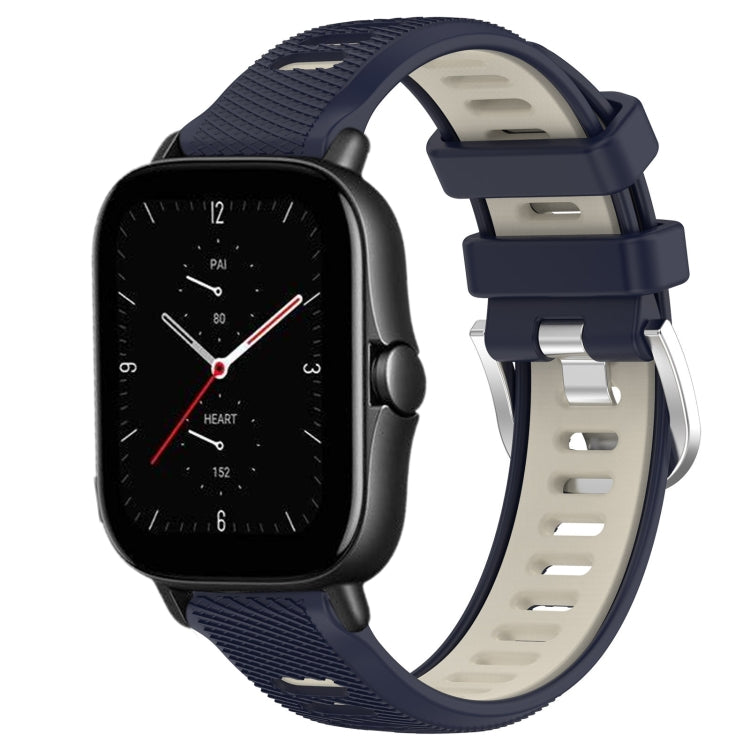 For Amazfit GTS 3 20mm Cross Texture Two Color Silicone Steel Buckle Watch Band(Midnight Blue + Starlight) - Watch Bands by PMC TechLife | Online Shopping South Africa | PMC TechLife | Buy Now Pay Later Mobicred