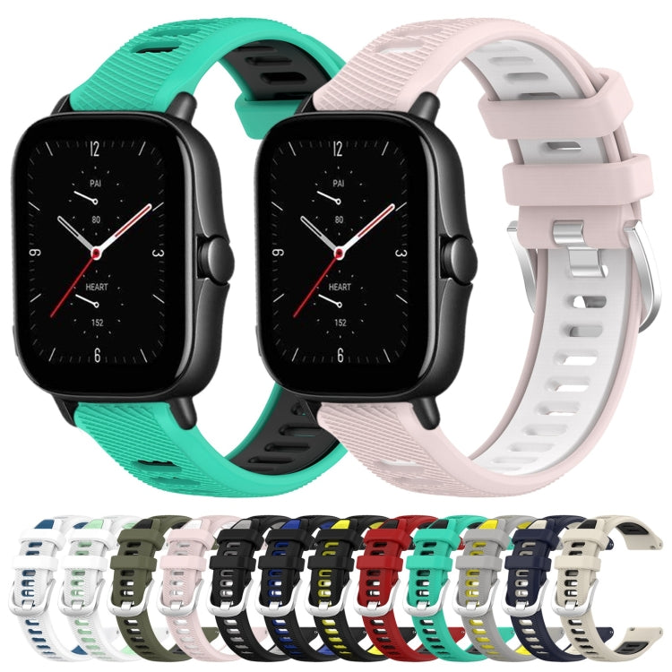 For Amazfit GTS 3 20mm Cross Texture Two Color Silicone Steel Buckle Watch Band(Black+Blue) - Watch Bands by PMC TechLife | Online Shopping South Africa | PMC TechLife | Buy Now Pay Later Mobicred