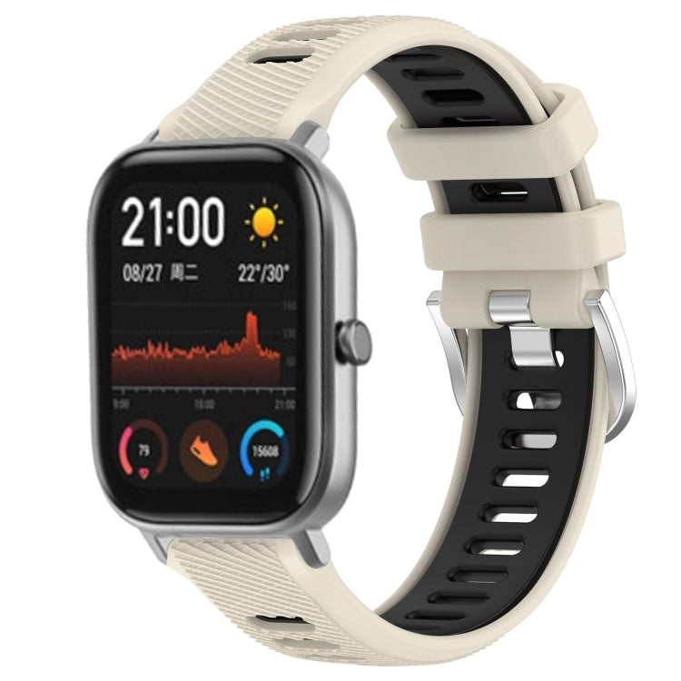 For Amazfit GTS 2 20mm Cross Texture Two Color Silicone Steel Buckle Watch Band(Starlight+Black) - Watch Bands by PMC TechLife | Online Shopping South Africa | PMC TechLife | Buy Now Pay Later Mobicred