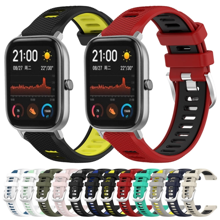 For Amazfit GTS 2 20mm Cross Texture Two Color Silicone Steel Buckle Watch Band(Pink+White) - Watch Bands by PMC TechLife | Online Shopping South Africa | PMC TechLife | Buy Now Pay Later Mobicred