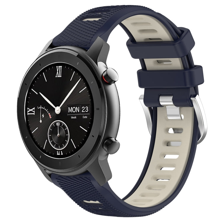For Amazfit GTS 20mm Cross Texture Two Color Silicone Steel Buckle Watch Band(Midnight Blue + Starlight) - Watch Bands by PMC TechLife | Online Shopping South Africa | PMC TechLife | Buy Now Pay Later Mobicred