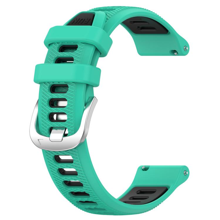 For Amazfit GTR 42MM 20mm Cross Texture Two Color Silicone Steel Buckle Watch Band(Lake Blue+Black) - Watch Bands by PMC TechLife | Online Shopping South Africa | PMC TechLife | Buy Now Pay Later Mobicred
