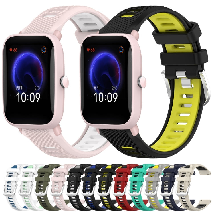 For Amazfit GTR 42MM 20mm Cross Texture Two Color Silicone Steel Buckle Watch Band(Red+Black) - Watch Bands by PMC TechLife | Online Shopping South Africa | PMC TechLife | Buy Now Pay Later Mobicred
