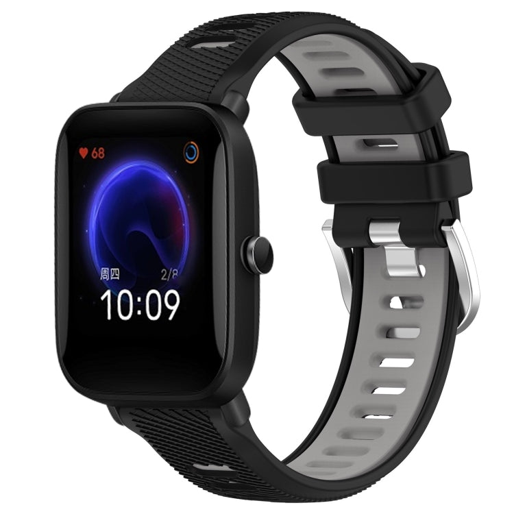 For Amazfit Pop Pro 20mm Cross Texture Two Color Silicone Steel Buckle Watch Band(Black+Grey) - Watch Bands by PMC TechLife | Online Shopping South Africa | PMC TechLife | Buy Now Pay Later Mobicred