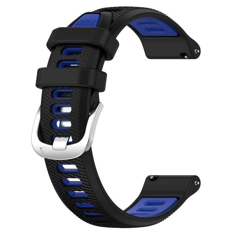 For Amazfit Pop 20mm Cross Texture Two Color Silicone Steel Buckle Watch Band(Black+Blue) - Watch Bands by PMC TechLife | Online Shopping South Africa | PMC TechLife | Buy Now Pay Later Mobicred
