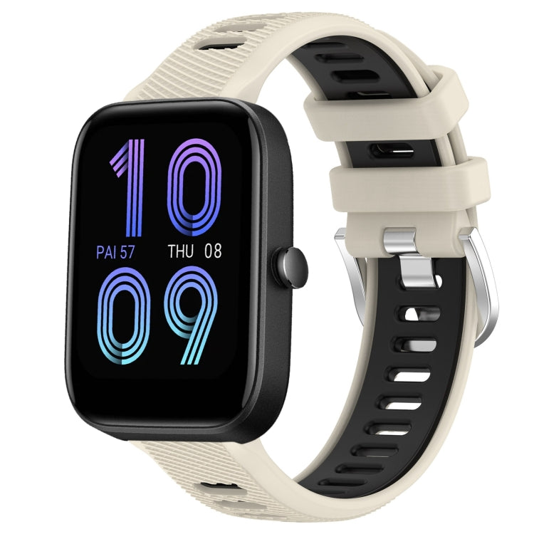 For Amazfit Pop 20mm Cross Texture Two Color Silicone Steel Buckle Watch Band(Starlight+Black) - Watch Bands by PMC TechLife | Online Shopping South Africa | PMC TechLife | Buy Now Pay Later Mobicred