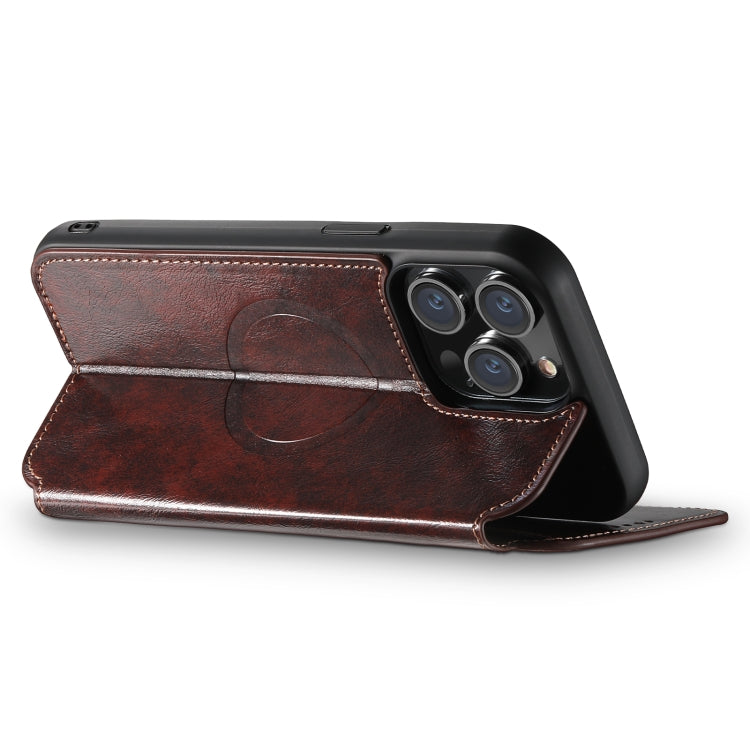 For iPhone 13 Pro Suteni J05 Leather Magnetic Magsafe Phone Case(Brown) - free shipping - PMC Jewellery - Order now!