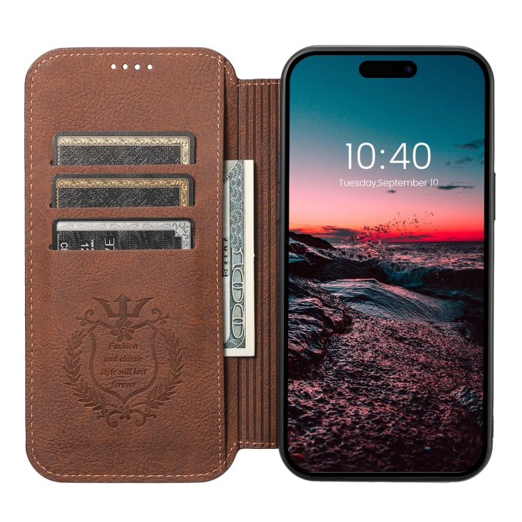 For iPhone 14 Pro Max Suteni J06 Retro Matte Litchi Texture Leather Magnetic Magsafe Phone Case(Brown) - free shipping - PMC Jewellery - Order now!