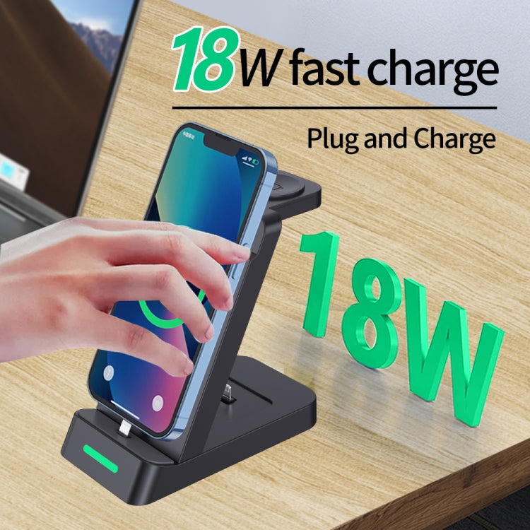 B20 18W 3 in 1 Wireless Charger Stand Charger Dock for iPhone Apple Watch Series(Black) - Wireless Charger by PMC TechLife | Online Shopping South Africa | PMC TechLife