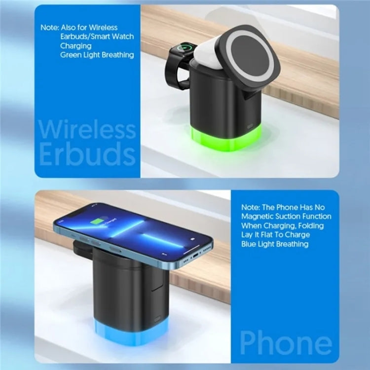 T15 3 in 1 Magnetic Magsafe Wireless Charger Folding Charging Stand For iPhone / iWatch / AirPods(Black) - free shipping - PMC Jewellery - Order now!