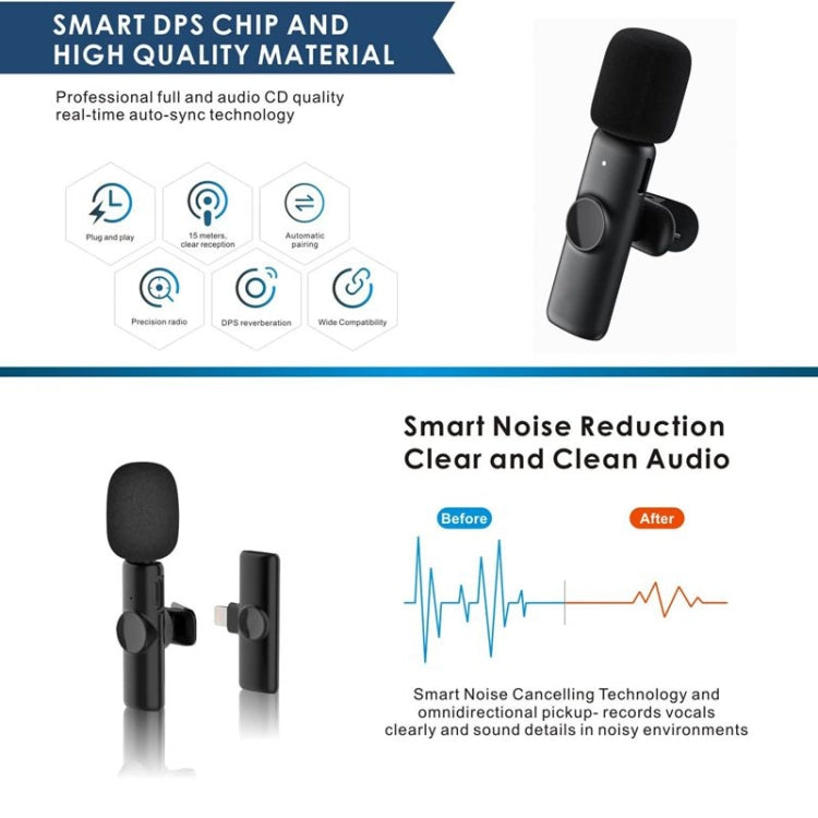 Bluetooth  Mini Microphone Wireless Lavalier Noise Reduction Microphone for iPhone / iPad, with 8 Pin Receiver & Single Microphone - Microphone by PMC TechLife | Online Shopping South Africa | PMC TechLife