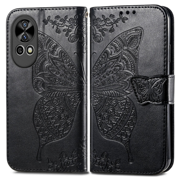 For Huawei  Nova 12 Pro Butterfly Love Flower Embossed Leather Phone Case(Black) - Huawei Cases by PMC TechLife | Online Shopping South Africa | PMC TechLife | Buy Now Pay Later Mobicred