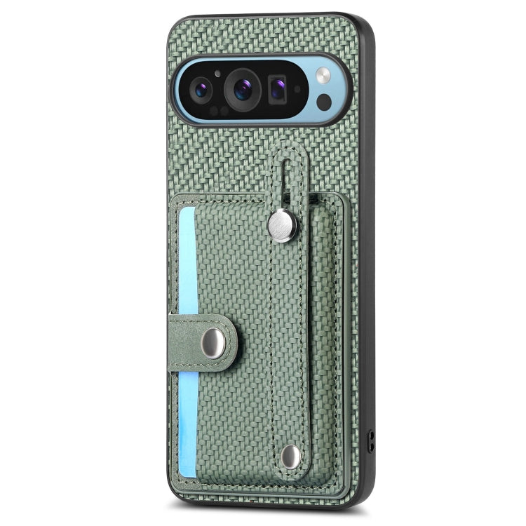 For Google Pixel 9 Wristband Kickstand Card Wallet Back Cover Phone Case with Tool Knife(Green) - Google Cases by PMC TechLife | Online Shopping South Africa | PMC TechLife | Buy Now Pay Later Mobicred