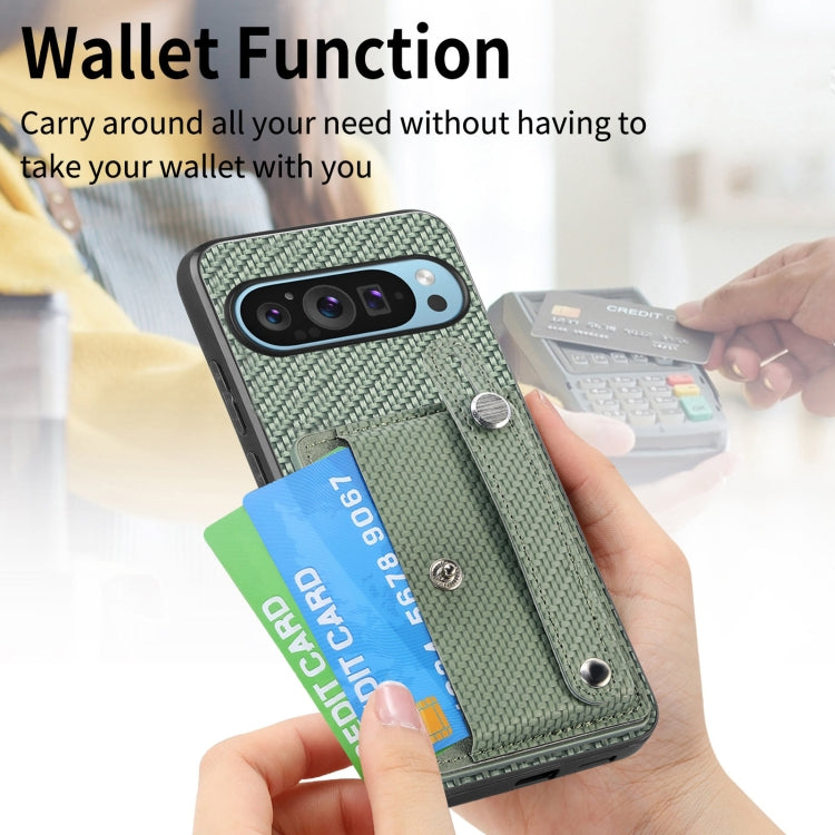 For Google Pixel 9 Wristband Kickstand Card Wallet Back Cover Phone Case with Tool Knife(Green) - Google Cases by PMC TechLife | Online Shopping South Africa | PMC TechLife | Buy Now Pay Later Mobicred