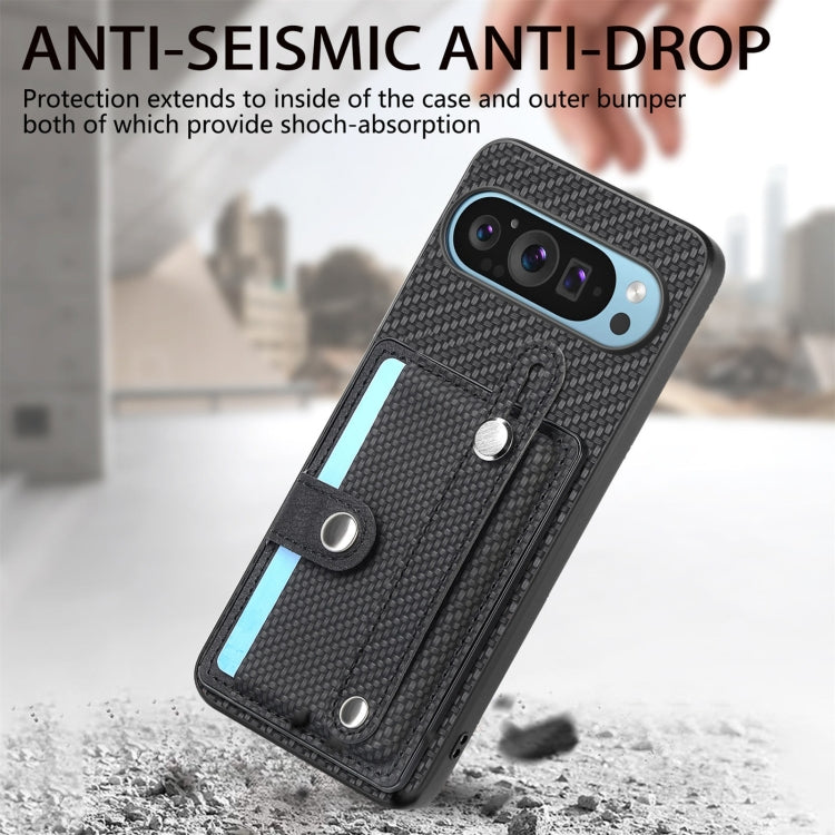 For Google Pixel 9 Pro Wristband Kickstand Card Wallet Back Cover Phone Case with Tool Knife(Black) - Google Cases by PMC TechLife | Online Shopping South Africa | PMC TechLife | Buy Now Pay Later Mobicred