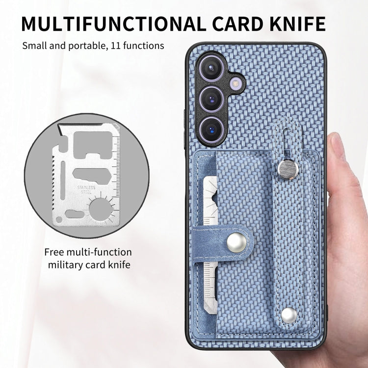 For Samsung Galaxy S25 Ultra 5G Wristband Kickstand Wallet Back Phone Case with Tool Knife(Blue) - Galaxy S25 Ultra 5G Cases by PMC TechLife | Online Shopping South Africa | PMC TechLife | Buy Now Pay Later Mobicred