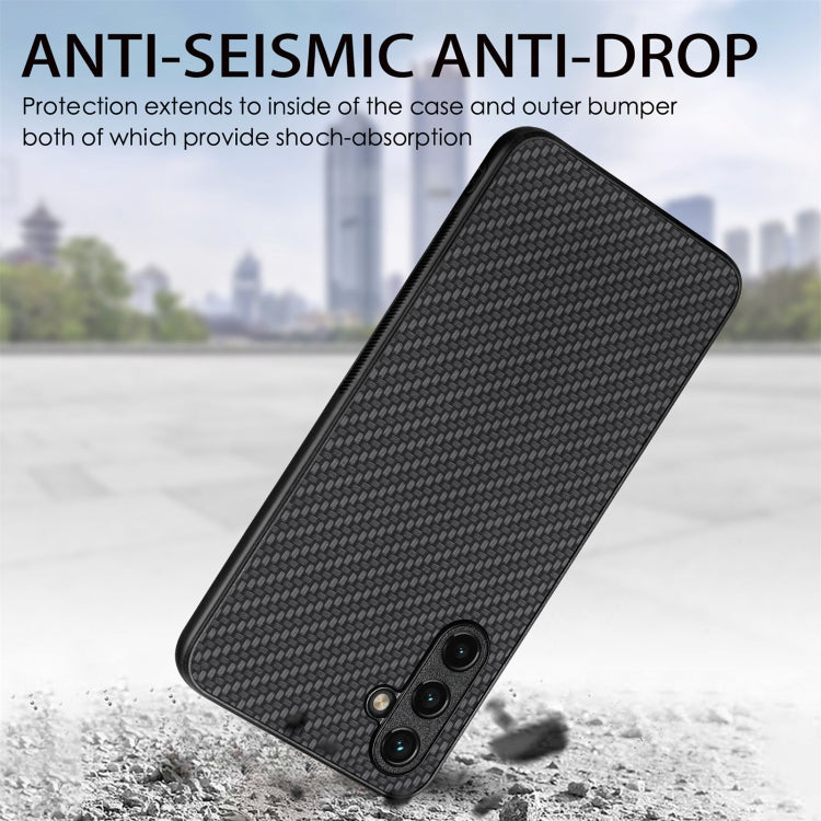 For Samsung Galaxy S25 5G Carbon Fiber Texture Leather Back Cover Phone Case(Khaki) - Galaxy Phone Cases by PMC Jewellery | Online Shopping South Africa | PMC Jewellery | Buy Now Pay Later Mobicred