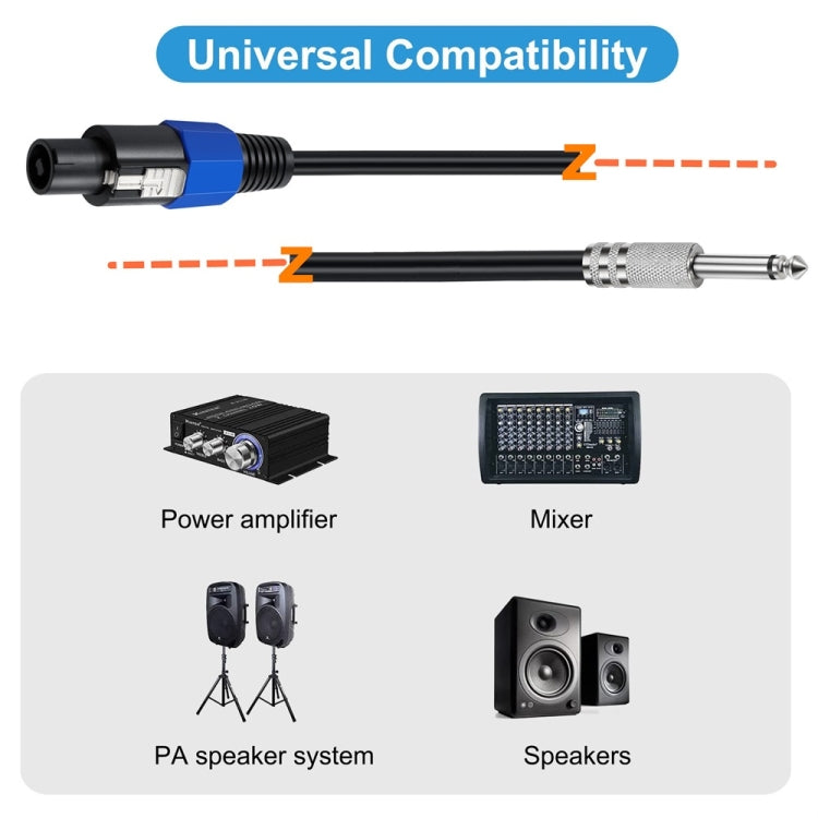 JUNSUNMAY Speakon Male to 6.35mm Male Audio Speaker Adapter Cable with Snap Lock, Length:6FT - free shipping - PMC Jewellery - Order now!