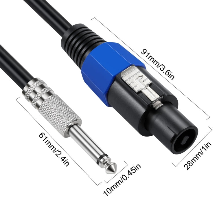 JUNSUNMAY Speakon Male to 6.35mm Male Audio Speaker Adapter Cable with Snap Lock, Length:25FT - free shipping - PMC Jewellery - Order now!